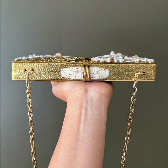 Elegant Gold and Cream Clutch Bag